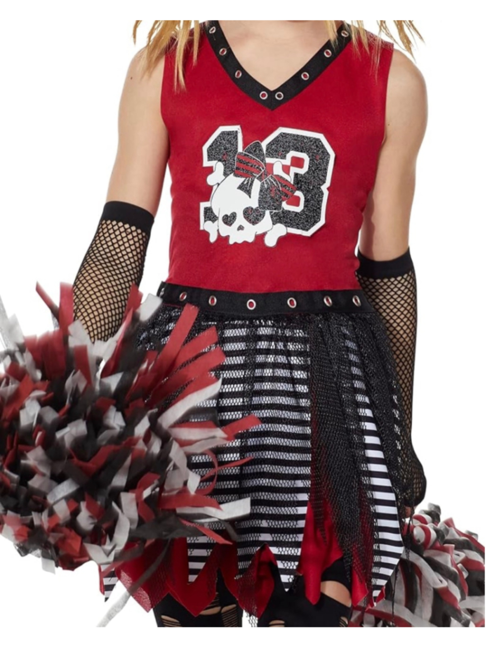 Spirit Halloween kids zombie cheerleader costume black red gothic punk alt sz L